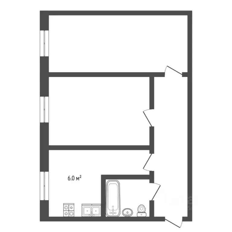 2-к кв. Тюменская область, Тюмень ул. Луначарского, 36 (42.8 м) - Фото 2
