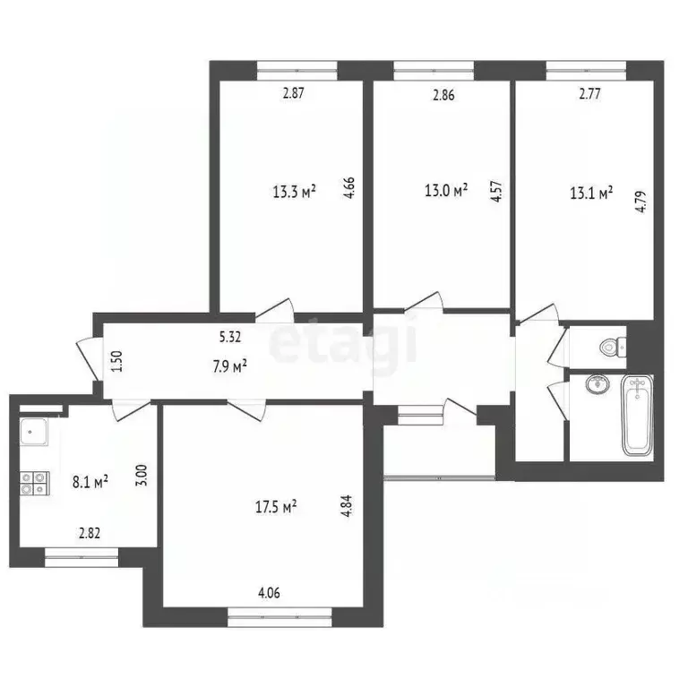 4-к кв. Москва Краснодонская ул., 24 (86.1 м) - Фото 2