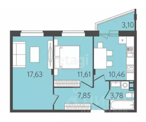 2-к кв. Тульская область, Тула ул. Самоварная, 7 (51.3 м) - Фото 1