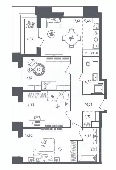4-к кв. Московская область, Красногорск  (86.3 м) - Фото 1