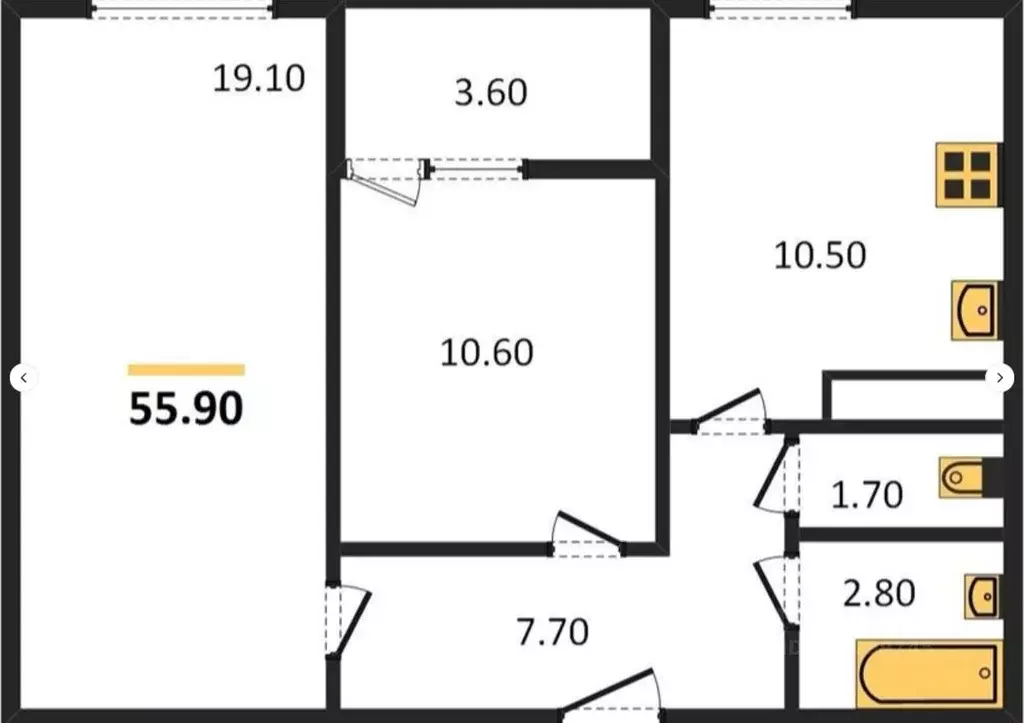 1-к кв. Самарская область, Самара просп. Масленникова, 14А (55.9 м) - Фото 1