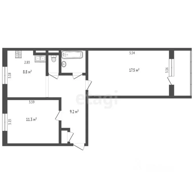 2-к кв. Ямало-Ненецкий АО, Ноябрьск просп. Мира, 82 (51.0 м) - Фото 2