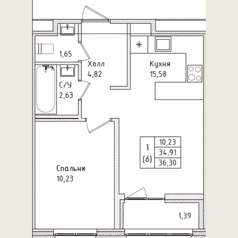 1-к кв. Ленинградская область, Всеволожск Южный мкр, ул. Крымская, 3 ... - Фото 1