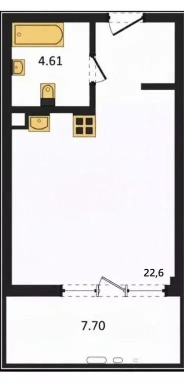 Студия Севастополь ул. Летчиков, 10к4 (41.0 м) - Фото 2