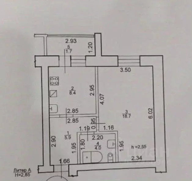 1-к кв. Татарстан, с. Тюлячи ул. Магистральная, 8 (37.0 м) - Фото 2