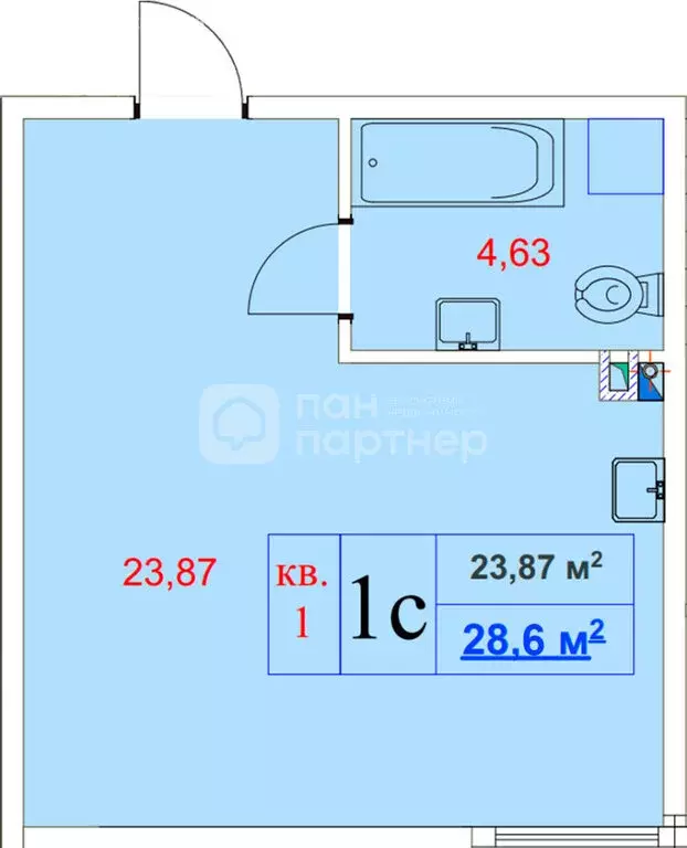 Квартира-студия: Гатчина, Банный переулок, 3 (28.6 м) - Фото 0