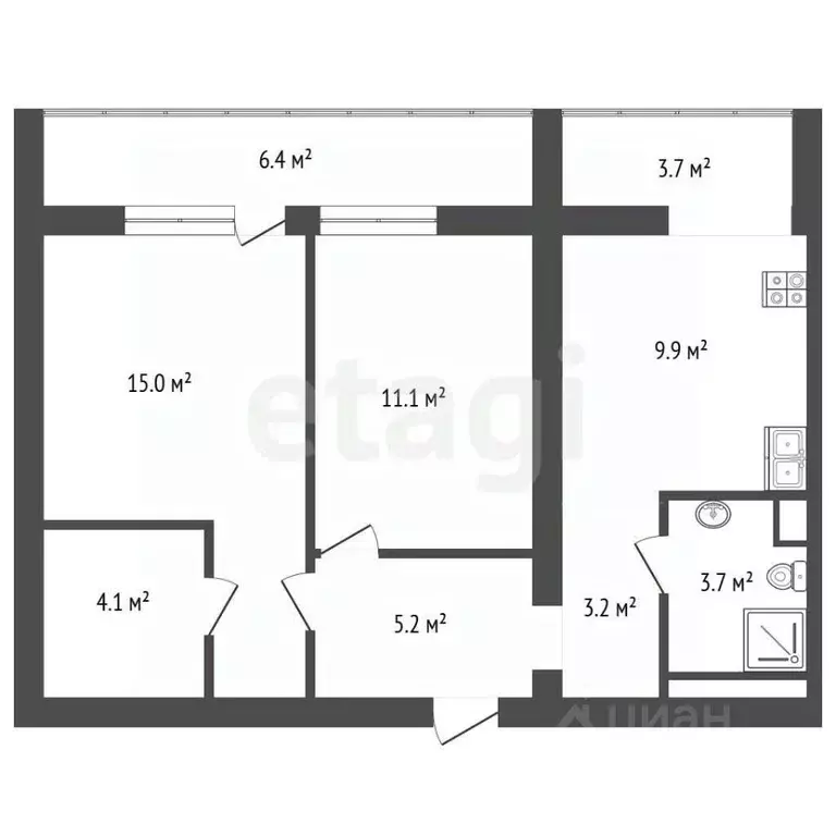 2-к кв. Москва ул. Бестужевых, 13 (51.6 м) - Фото 2