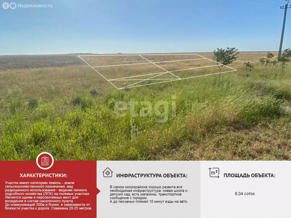 Участок в Евпатория, микрорайон Исмаил-Бей (6.04 м) - Фото 1