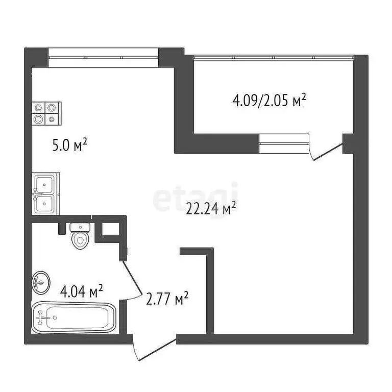 Квартира-студия: деревня Патрушева, улица Петра Ершова, 14 (28.1 м) - Фото 1