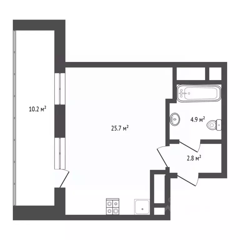 1-к кв. Тюменская область, Тюмень ул. Мельникайте, 2к17 (33.7 м) - Фото 2