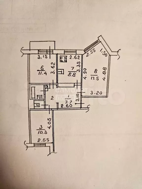 3-к. квартира, 63,6 м, 2/5 эт. - Фото 0