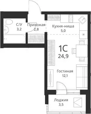 Квартира-студия: Новосибирск, улица Красный Факел, 39 (25 м) - Фото 0