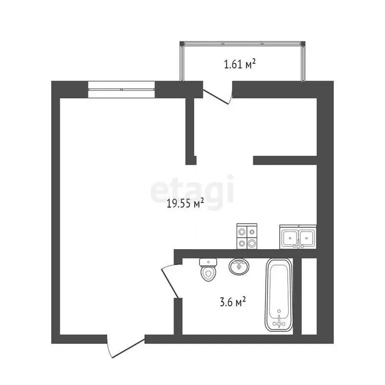 Квартира-студия: Патрушева, улица Петра Ершова, 10 (23.15 м) - Фото 0