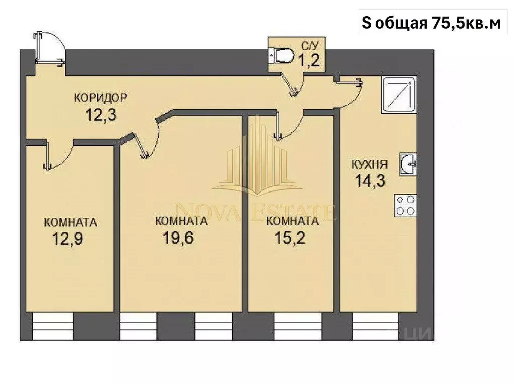 3-к кв. Санкт-Петербург Заозерная ул., 4 (75.5 м) - Фото 2