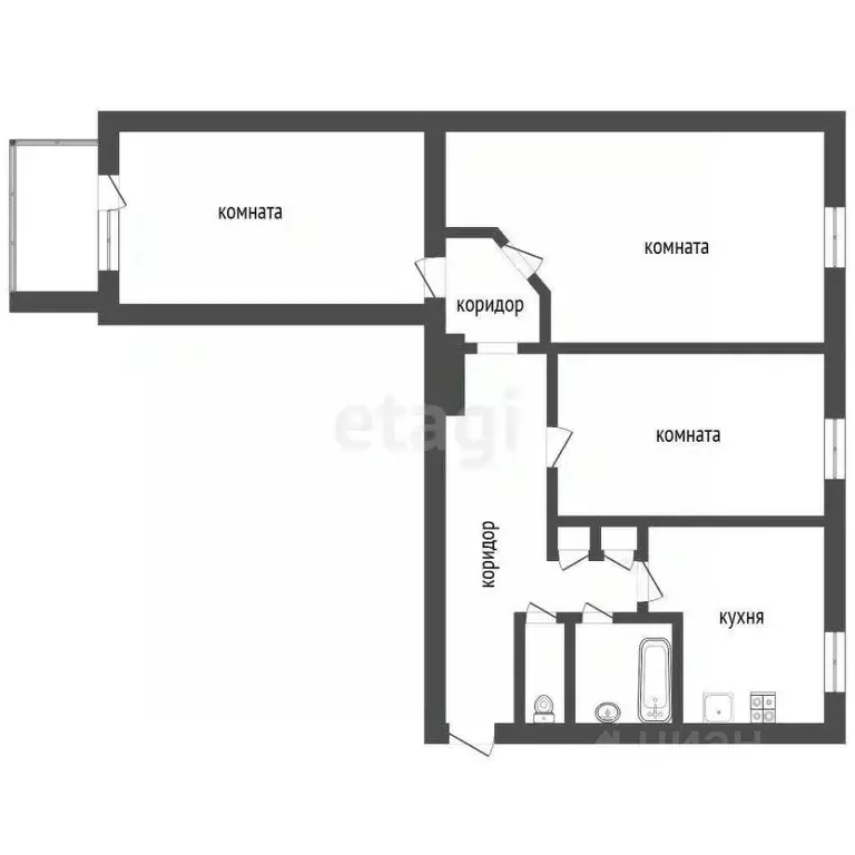 3-к кв. Воронежская область, Воронеж Новосибирская ул., 34 (57.0 м) - Фото 1