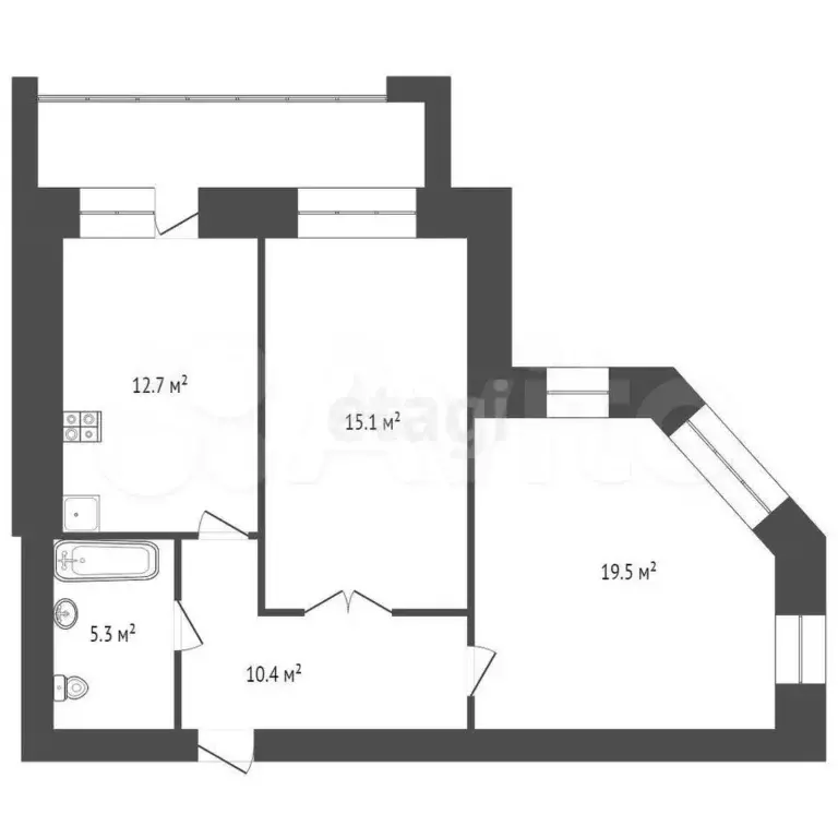 2-к. квартира, 63 м, 8/9 эт. - Фото 0