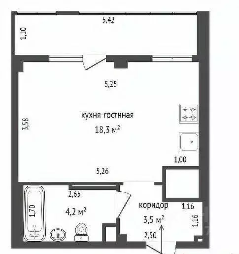 Студия Свердловская область, Екатеринбург ул. Мельникова, 27 (30.0 м) - Фото 2