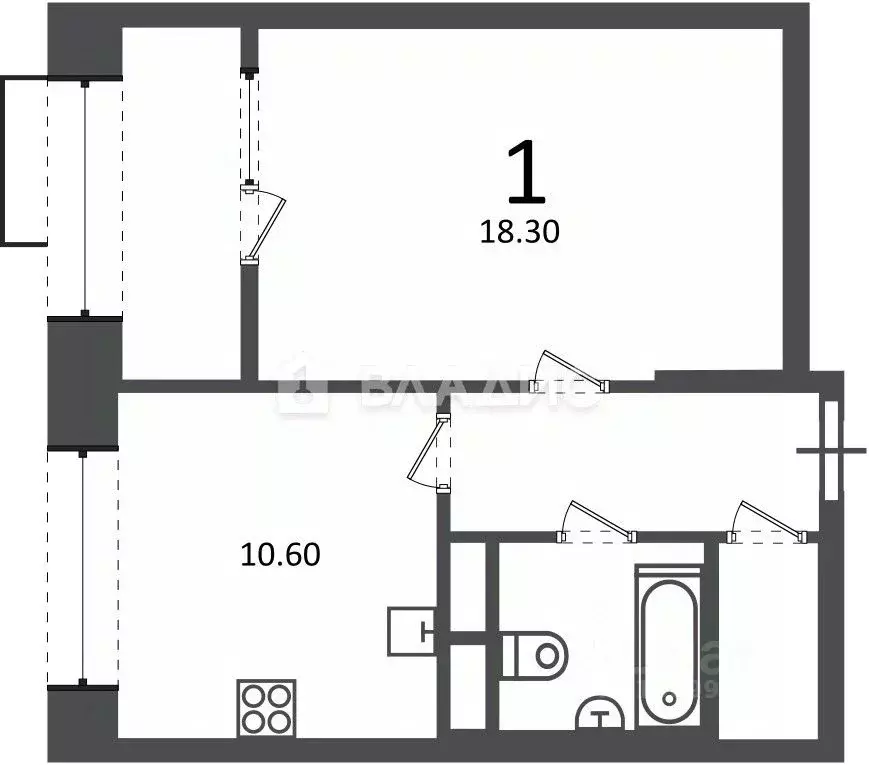 1-к кв. Москва Клинская ул., 2А (40.0 м) - Фото 2