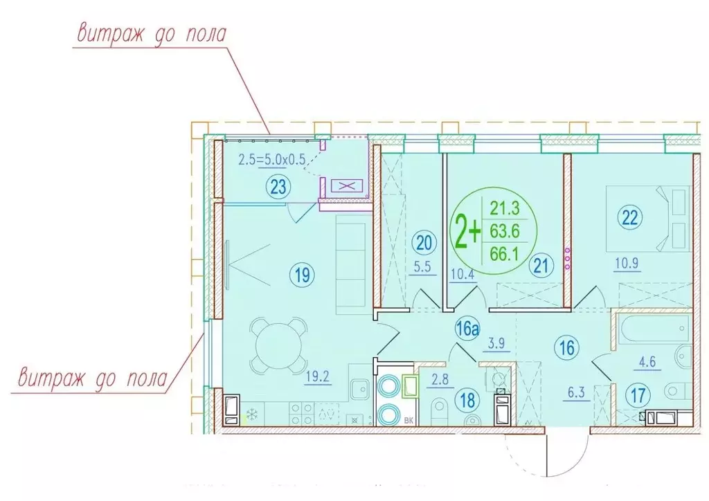 2-к кв. Астраханская область, Астрахань ул. Ахшарумова (66.1 м) - Фото 1