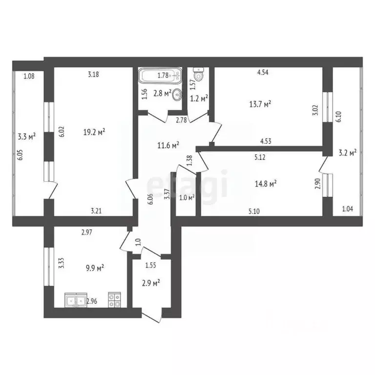 3-к кв. Башкортостан, Стерлитамак 23 Мая ул., 59 (77.1 м) - Фото 2