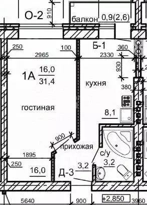1-к кв. Курская область, Курск Фестивальная ул., 17 (30.9 м) - Фото 2
