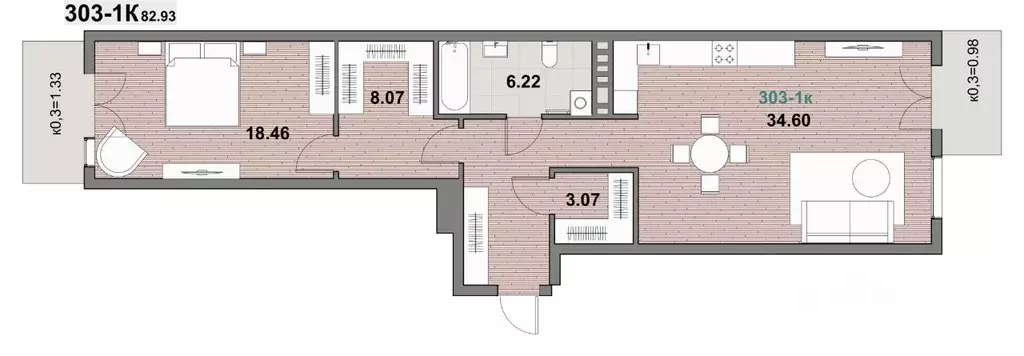 1-к кв. Калининградская область, Зеленоградск ул. Гагарина (83.18 м) - Фото 1