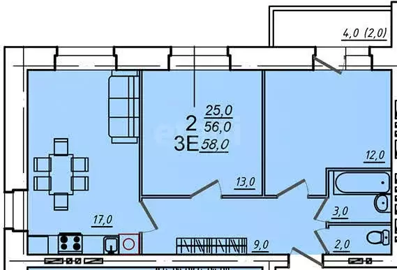 2-комнатная квартира: Вологда, Северная улица, 36Г (58 м) - Фото 0