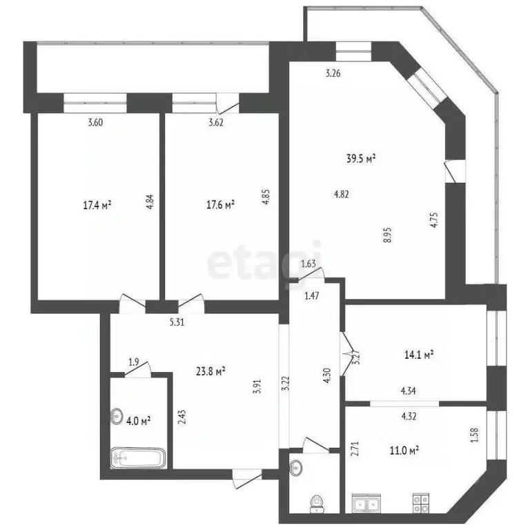 3-к кв. Тюменская область, Тюмень ул. Демьяна Бедного, 104к1 (120.0 м) - Фото 1