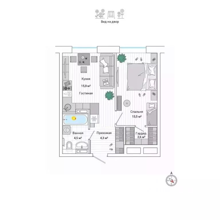 2-к кв. Приморский край, Владивосток Гринвуд жилой комплекс (41.3 м) - Фото 1