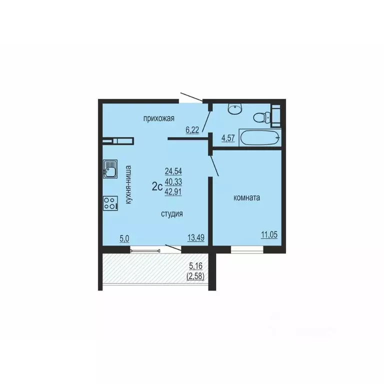 1-к кв. Челябинская область, Челябинский городской округ, пос. ... - Фото 1