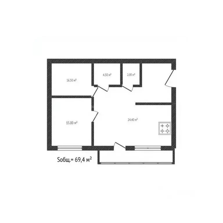 2-к кв. Брянская область, Брянск ул. Фокина, 115 (69.4 м) - Фото 1