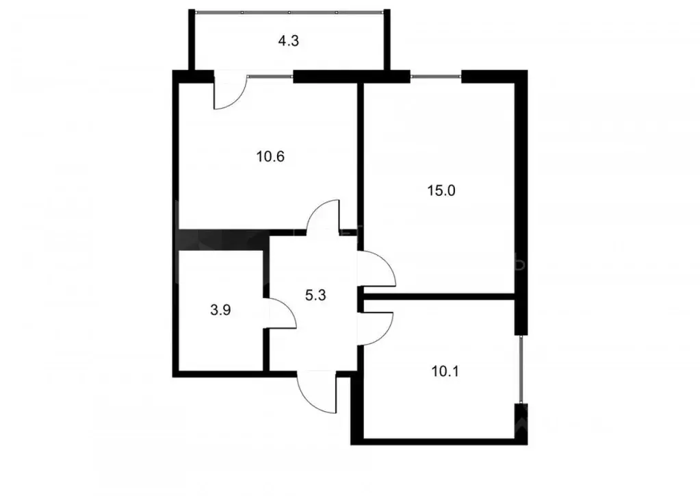 2-к кв. Тюменская область, Тюмень ДОК мкр, ул. Ботаническая, 1 (47.0 ... - Фото 2