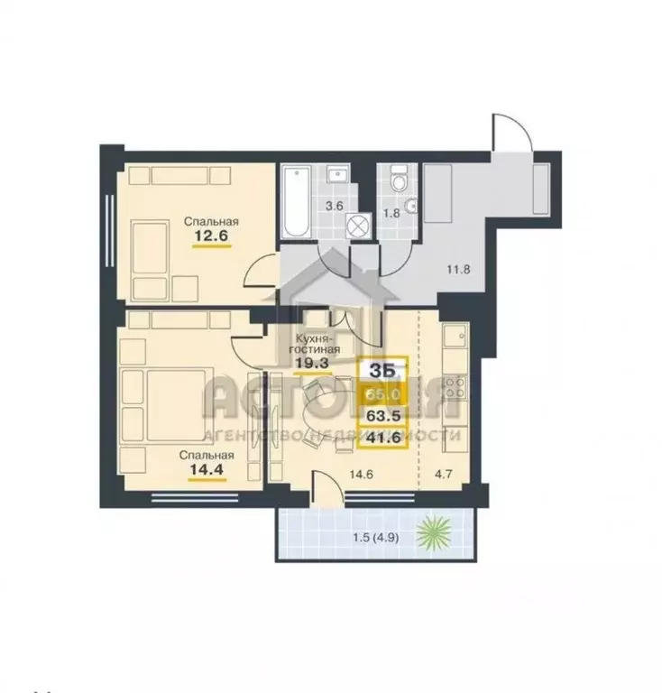 3-к кв. Красноярский край, Красноярск ул. Партизана Железняка, 4 (64.1 ... - Фото 2