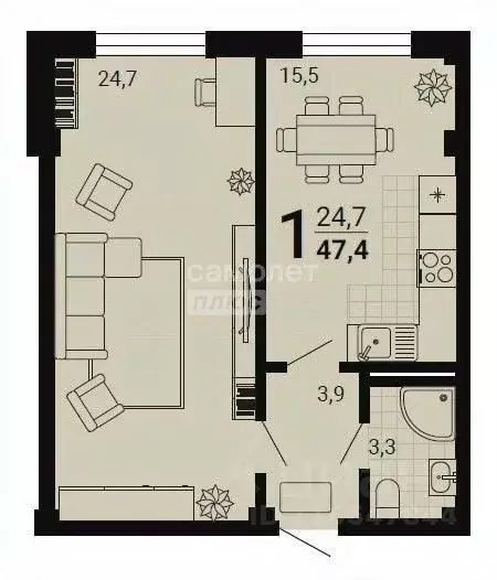 1-к кв. Дагестан, Дербентский район, с. Джалган ул. Дагестанская, 24 ... - Фото 2