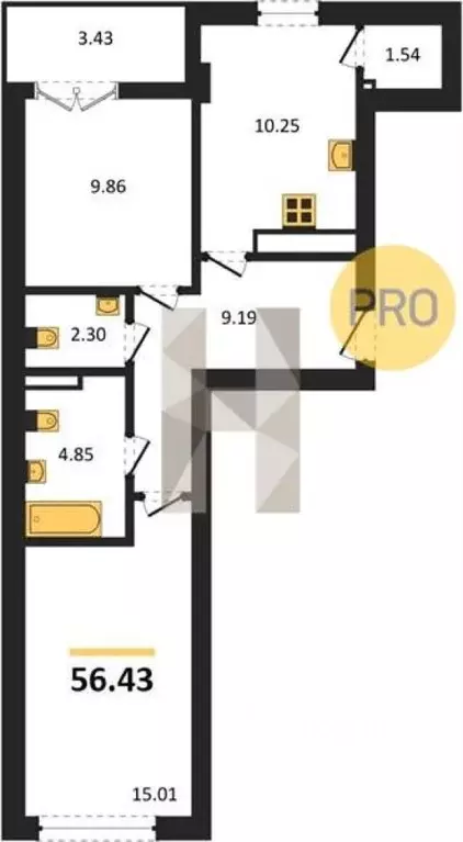 2-к кв. Калининградская область, Гурьевск Включи жилой комплекс (54.72 ... - Фото 1