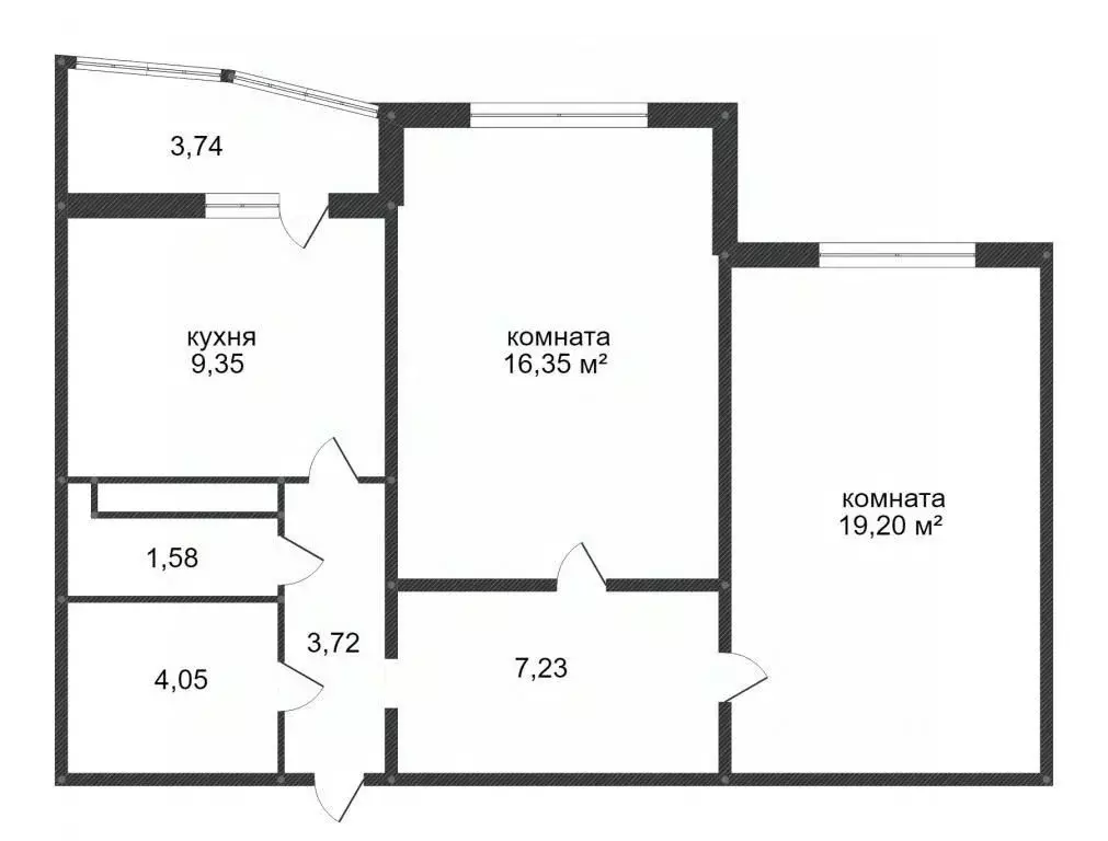 2-к кв. Тюменская область, Тюмень ул. Николая Семенова, 27к3 (62.4 м) - Фото 2