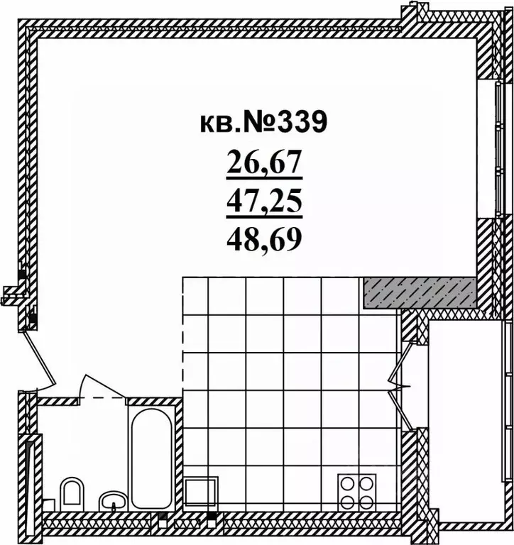 Студия Новосибирская область, Новосибирск Садовая ул., 17 (48.69 м) - Фото 0