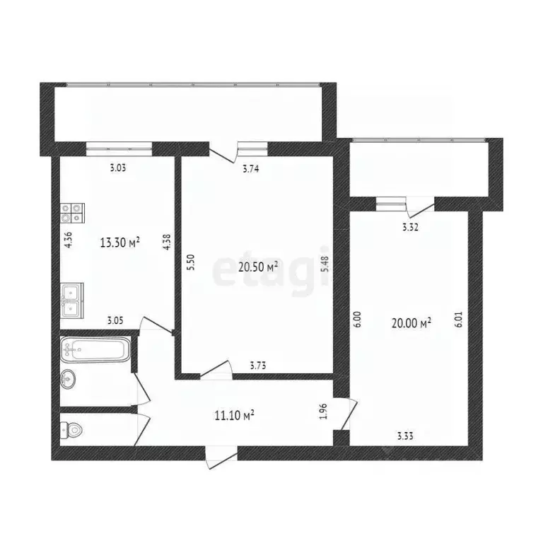 2-к кв. Вологодская область, Вологда Северная ул., 16а (70.2 м) - Фото 0