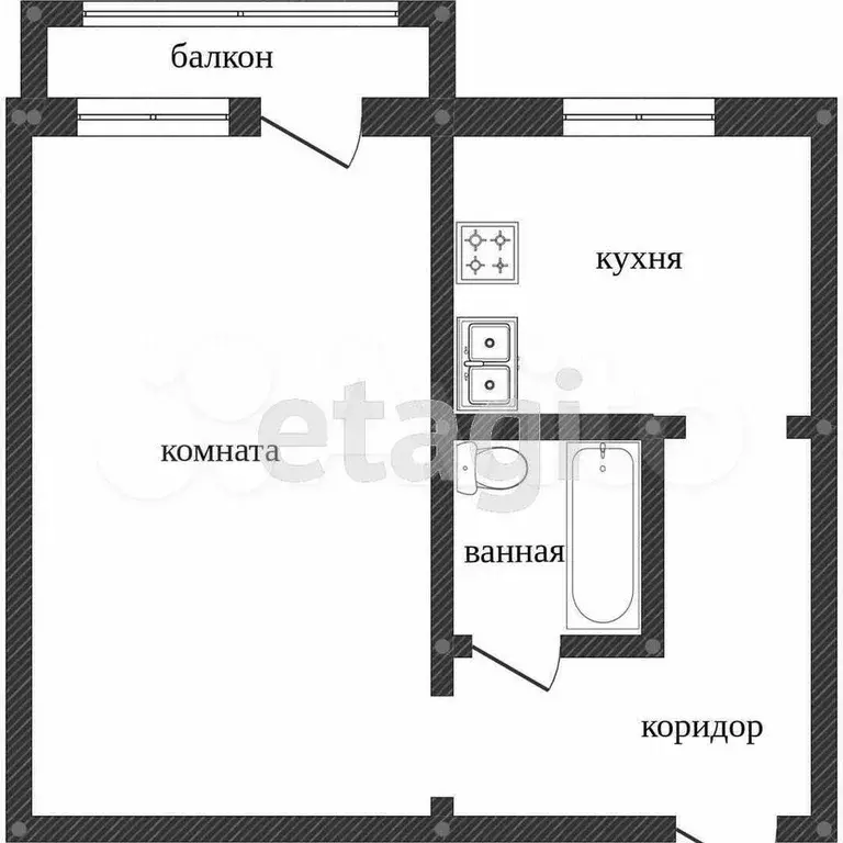 1-к. квартира, 32,1 м, 2/10 эт. - Фото 0