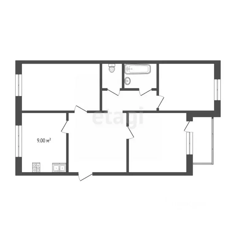 3-к кв. Калужская область, Балабаново Боровский район, 1 Мая ул., 9 ... - Фото 2