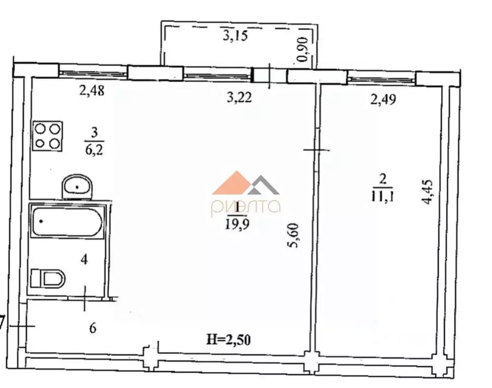 2-к кв. Новосибирская область, Новосибирск ул. Мичурина, 23 (45.6 м) - Фото 1