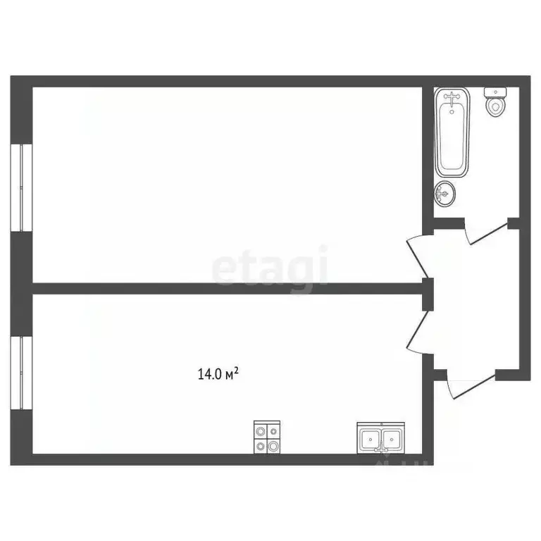1-к кв. Ямало-Ненецкий АО, Новый Уренгой ул. Газовиков, 2Г/1 (44.2 м) - Фото 2