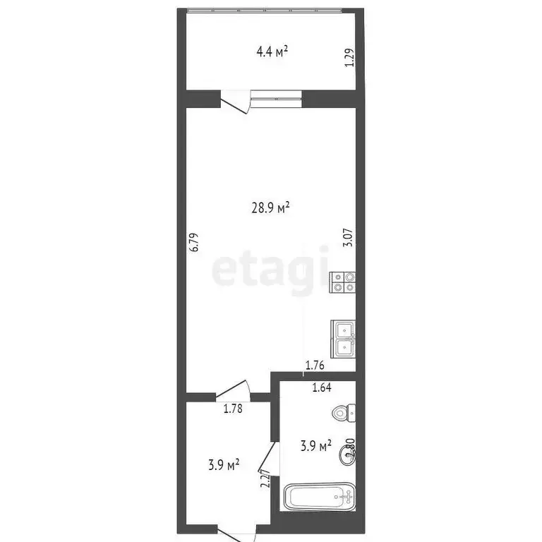 Квартира-студия: Анапа, Рождественская улица, 55к1 (34.4 м) - Фото 0