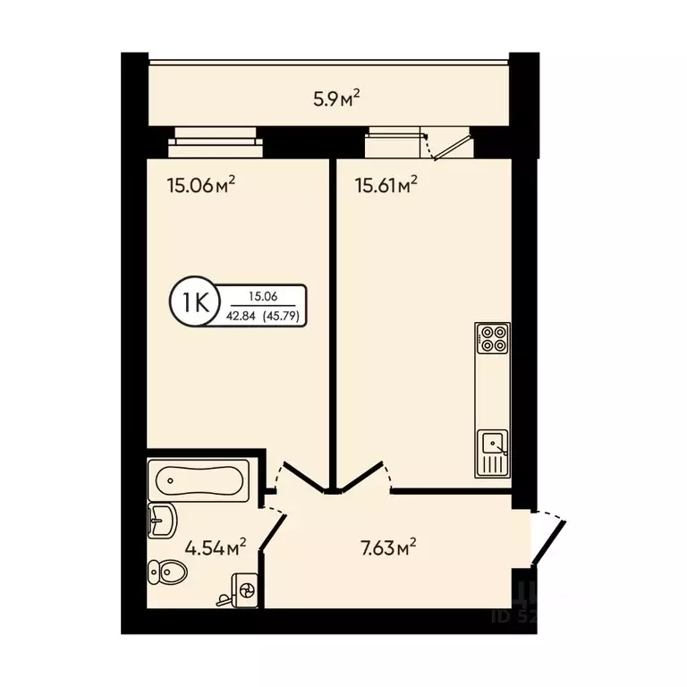 1-к кв. Ярославская область, Ярославский муниципальный округ, д. ... - Фото 1