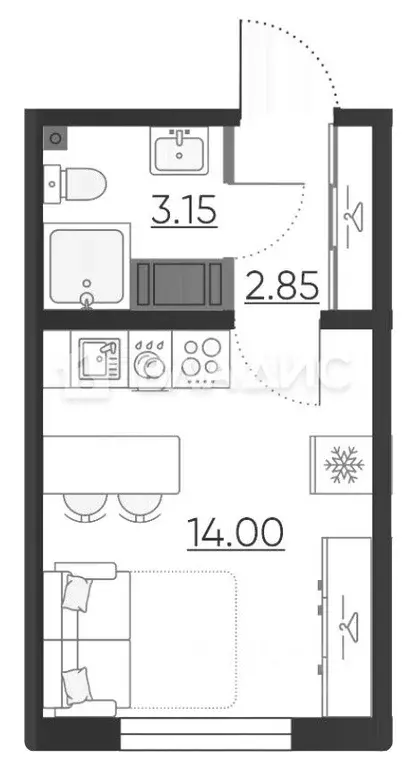 Студия Санкт-Петербург дор. Муринская, 31к2 (20.0 м) - Фото 0