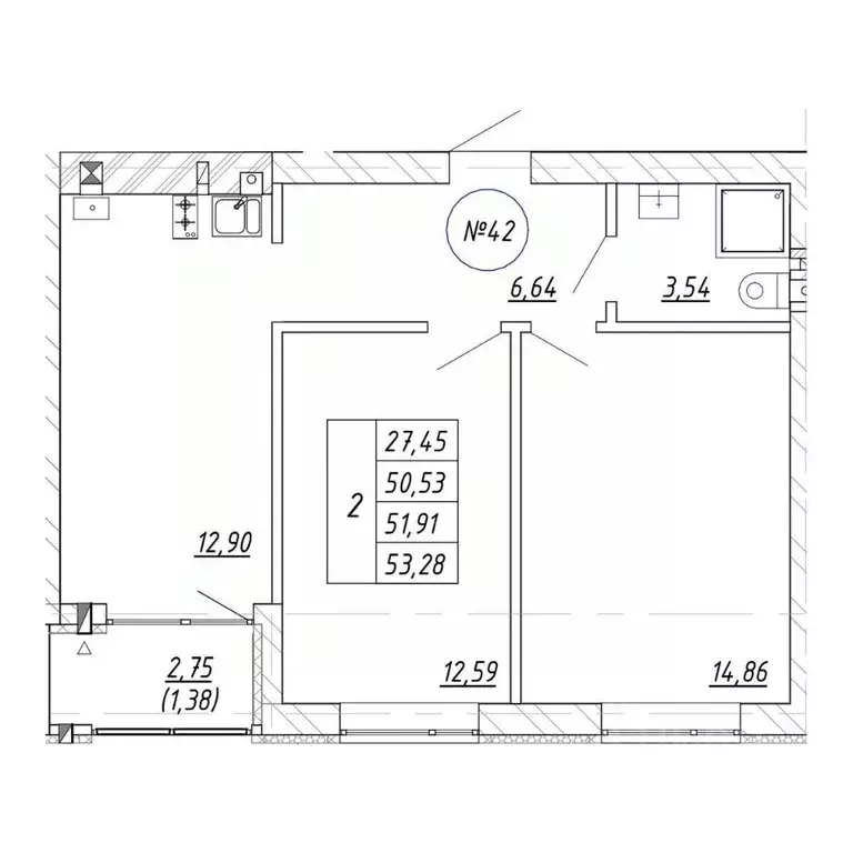 2-к кв. Калининградская область, Зеленоградск пос. Малиновка,  (53.28 ... - Фото 1