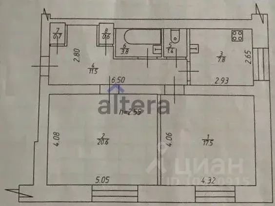 2-к кв. Татарстан, Казань Теплично-комбинатская ул., 4 (63.9 м) - Фото 2