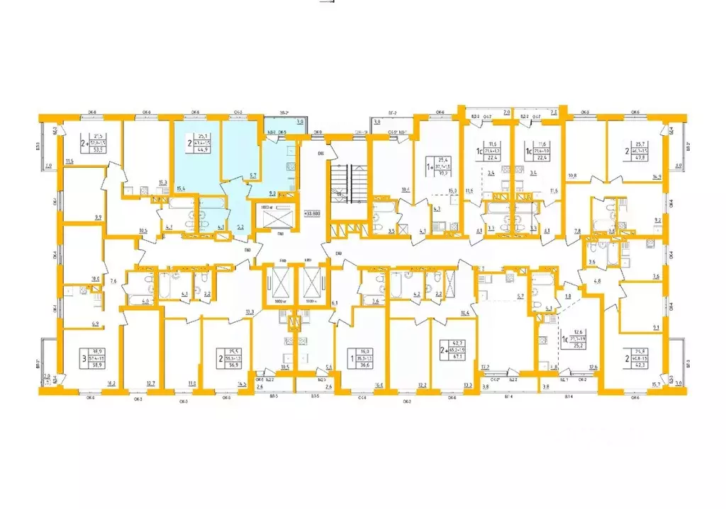 2-к кв. Башкортостан, Уфа Инорс-4Б мкр, Акварель жилой комплекс (44.9 ... - Фото 2