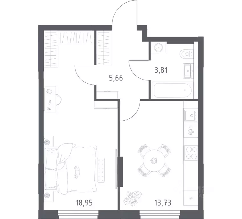 1-к кв. Башкортостан, Уфа ул. Минигали Губайдуллина, 8к9 (42.15 м) - Фото 1