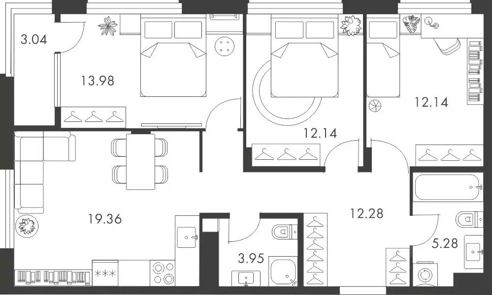 3-к кв. Тульская область, Тула ул. Карпова, 103А (82.17 м) - Фото 0